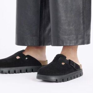 Birkenstock Boston Chunky Suede Leather - Black/Black